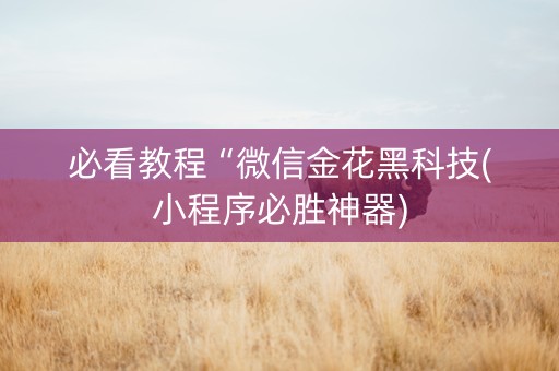 必看教程“微信金花黑科技(小程序必胜神器)