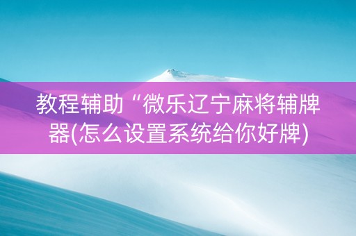 教程辅助“微乐辽宁麻将辅牌器(怎么设置系统给你好牌)