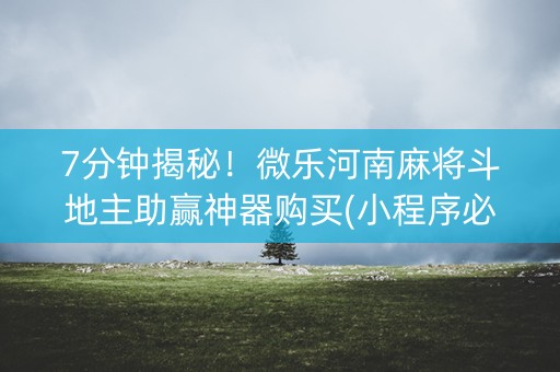 7分钟揭秘！微乐河南麻将斗地主助赢神器购买(小程序必胜神器)