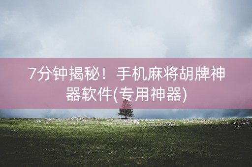 7分钟揭秘！手机麻将胡牌神器软件(专用神器)