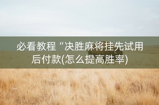 必看教程“决胜麻将挂先试用后付款(怎么提高胜率)