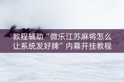 教程辅助“微乐江苏麻将怎么让系统发好牌”内幕开挂教程