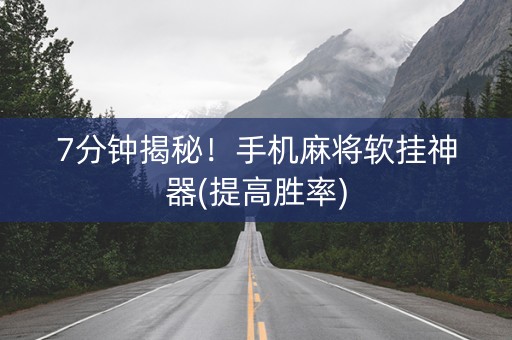 7分钟揭秘！手机麻将软挂神器(提高胜率)