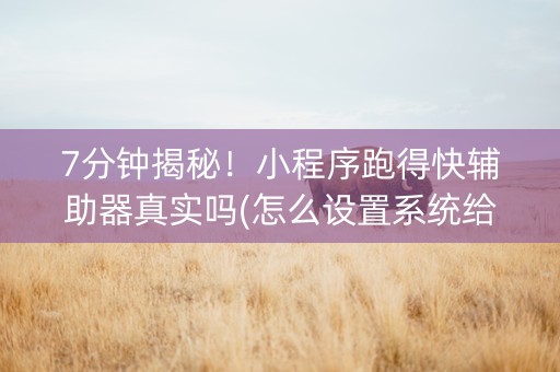 7分钟揭秘！小程序跑得快辅助器真实吗(怎么设置系统给你好牌)