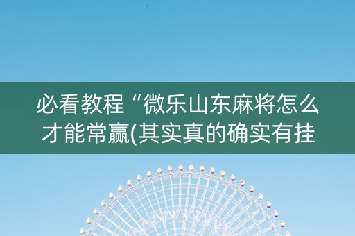 必看教程“微乐山东麻将怎么才能常赢(其实真的确实有挂)