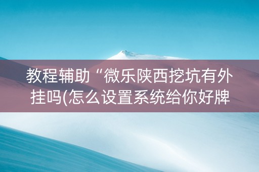 教程辅助“微乐陕西挖坑有外挂吗(怎么设置系统给你好牌)