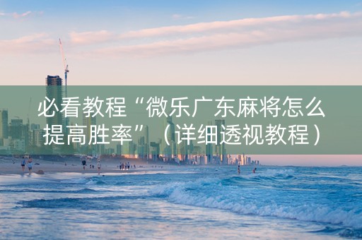 必看教程“微乐广东麻将怎么提高胜率”（详细透视教程）-哔哩哔哩