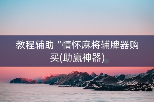 教程辅助“情怀麻将辅牌器购买(助赢神器)