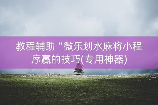 教程辅助“微乐划水麻将小程序赢的技巧(专用神器)