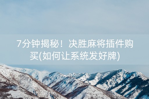 7分钟揭秘！决胜麻将插件购买(如何让系统发好牌)