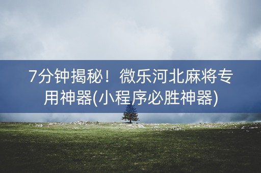 7分钟揭秘！微乐河北麻将专用神器(小程序必胜神器)