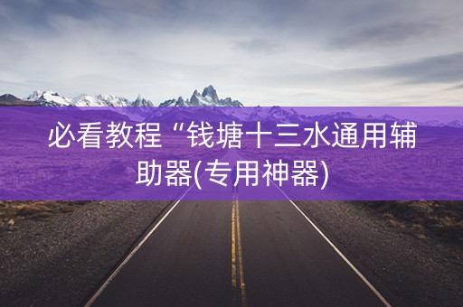 必看教程“钱塘十三水通用辅助器(专用神器)