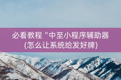 必看教程“中至小程序辅助器(怎么让系统给发好牌)