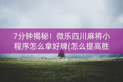 7分钟揭秘！微乐四川麻将小程序怎么拿好牌(怎么提高胜率)