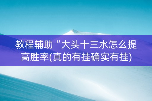 教程辅助“大头十三水怎么提高胜率(真的有挂确实有挂)