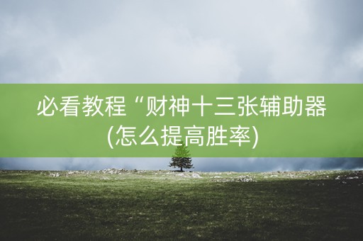 必看教程“财神十三张辅助器(怎么提高胜率)