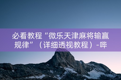 必看教程“微乐天津麻将输赢规律”（详细透视教程）-哔哩哔哩