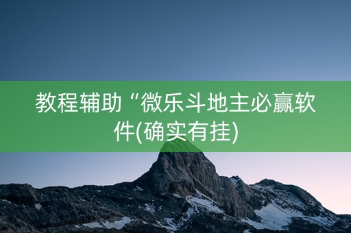 教程辅助“微乐斗地主必赢软件(确实有挂)