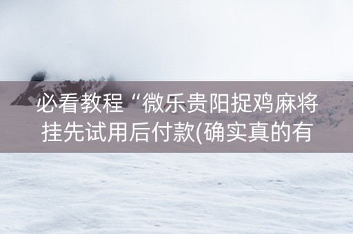 必看教程“微乐贵阳捉鸡麻将挂先试用后付款(确实真的有挂)
