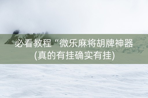 必看教程“微乐麻将胡牌神器(真的有挂确实有挂)
