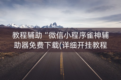 教程辅助“微信小程序雀神辅助器免费下载(详细开挂教程)
