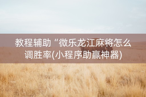 教程辅助“微乐龙江麻将怎么调胜率(小程序助赢神器)