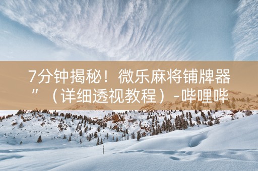 7分钟揭秘！微乐麻将铺牌器”（详细透视教程）-哔哩哔哩