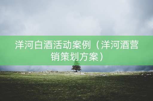 洋河白酒活动案例（洋河酒营销策划方案）
