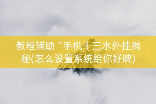 教程辅助“手机十三水外挂揭秘(怎么设置系统给你好牌)