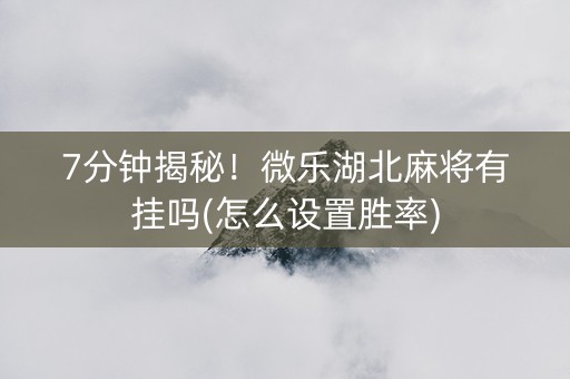 7分钟揭秘！微乐湖北麻将有挂吗(怎么设置胜率)