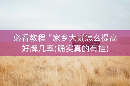 必看教程“家乡大贰怎么提高好牌几率(确实真的有挂)