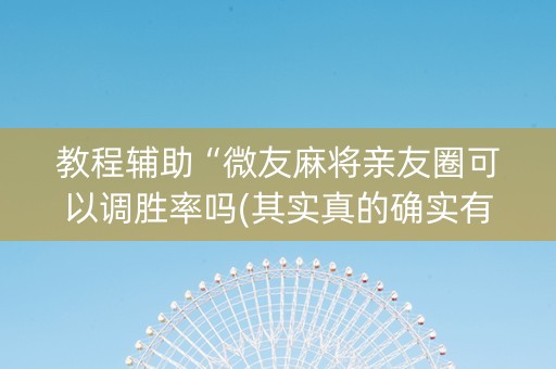 教程辅助“微友麻将亲友圈可以调胜率吗(其实真的确实有挂)