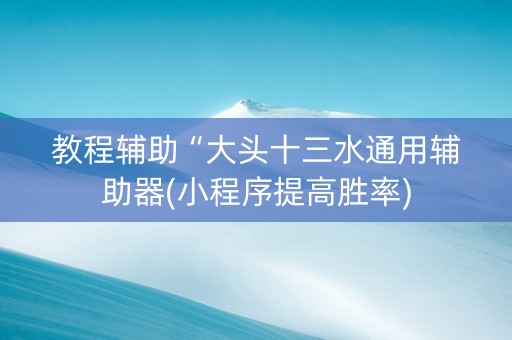 教程辅助“大头十三水通用辅助器(小程序提高胜率)