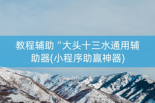 教程辅助“大头十三水通用辅助器(小程序助赢神器)
