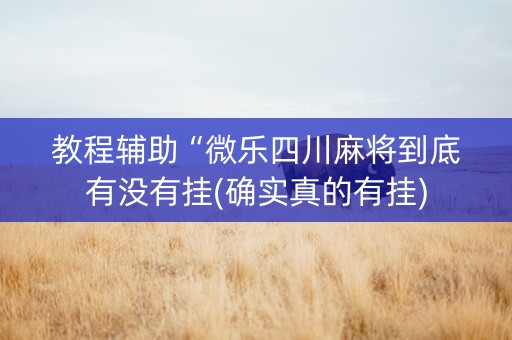 教程辅助“微乐四川麻将到底有没有挂(确实真的有挂)