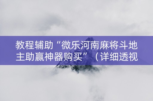 教程辅助“微乐河南麻将斗地主助赢神器购买”（详细透视教程）-哔哩哔哩
