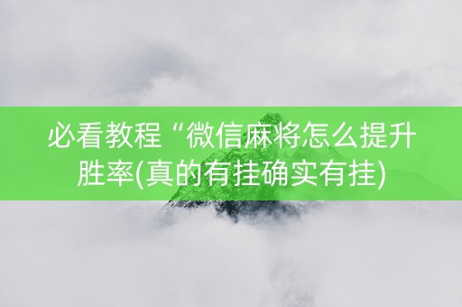 必看教程“微信麻将怎么提升胜率(真的有挂确实有挂)
