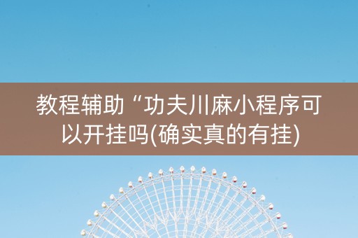 教程辅助“功夫川麻小程序可以开挂吗(确实真的有挂)
