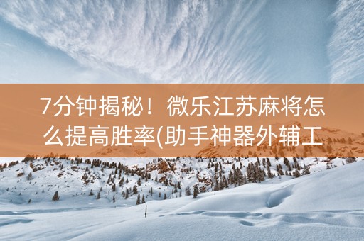 7分钟揭秘！微乐江苏麻将怎么提高胜率(助手神器外辅工具)