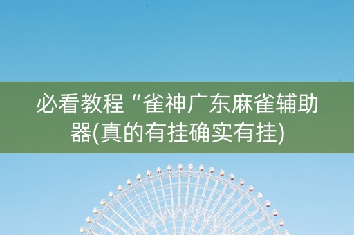 必看教程“雀神广东麻雀辅助器(真的有挂确实有挂)