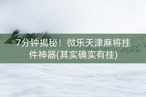 7分钟揭秘！微乐天津麻将挂件神器(其实确实有挂)