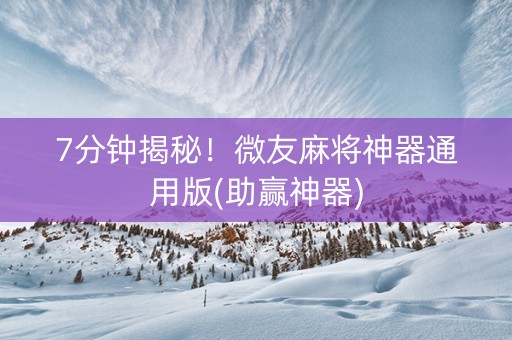 7分钟揭秘！微友麻将神器通用版(助赢神器)