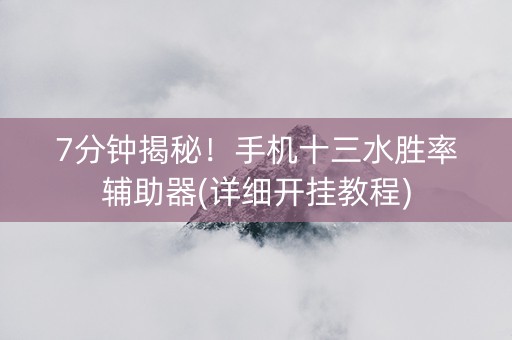 7分钟揭秘！手机十三水胜率辅助器(详细开挂教程)