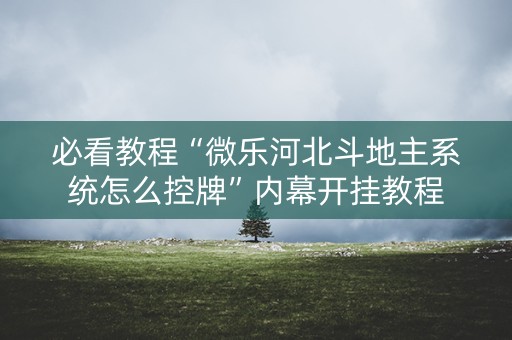 必看教程“微乐河北斗地主系统怎么控牌”内幕开挂教程