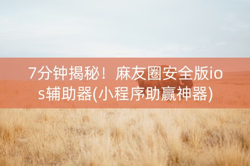 7分钟揭秘！麻友圈安全版ios辅助器(小程序助赢神器)