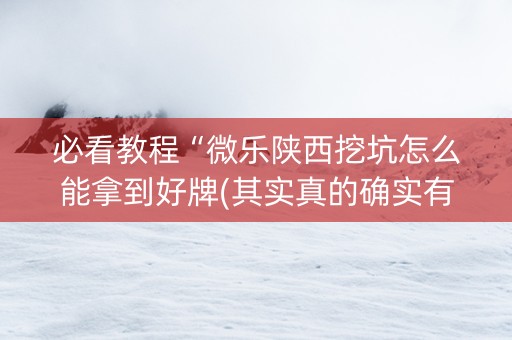 必看教程“微乐陕西挖坑怎么能拿到好牌(其实真的确实有挂)