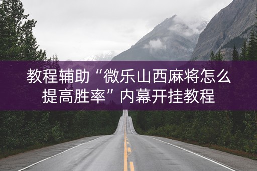 教程辅助“微乐山西麻将怎么提高胜率”内幕开挂教程