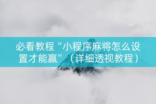 必看教程“小程序麻将怎么设置才能赢”（详细透视教程）-哔哩哔哩