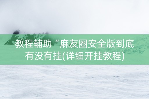 教程辅助“麻友圈安全版到底有没有挂(详细开挂教程)