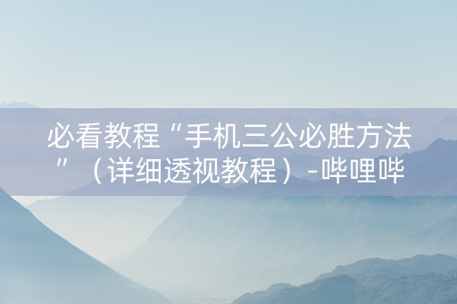 必看教程“手机三公必胜方法”（详细透视教程）-哔哩哔哩